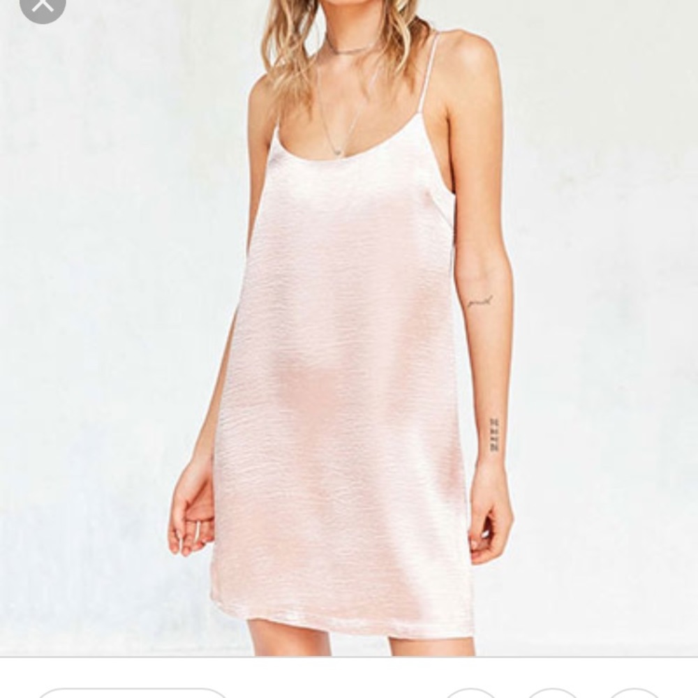Satin pink slip dress